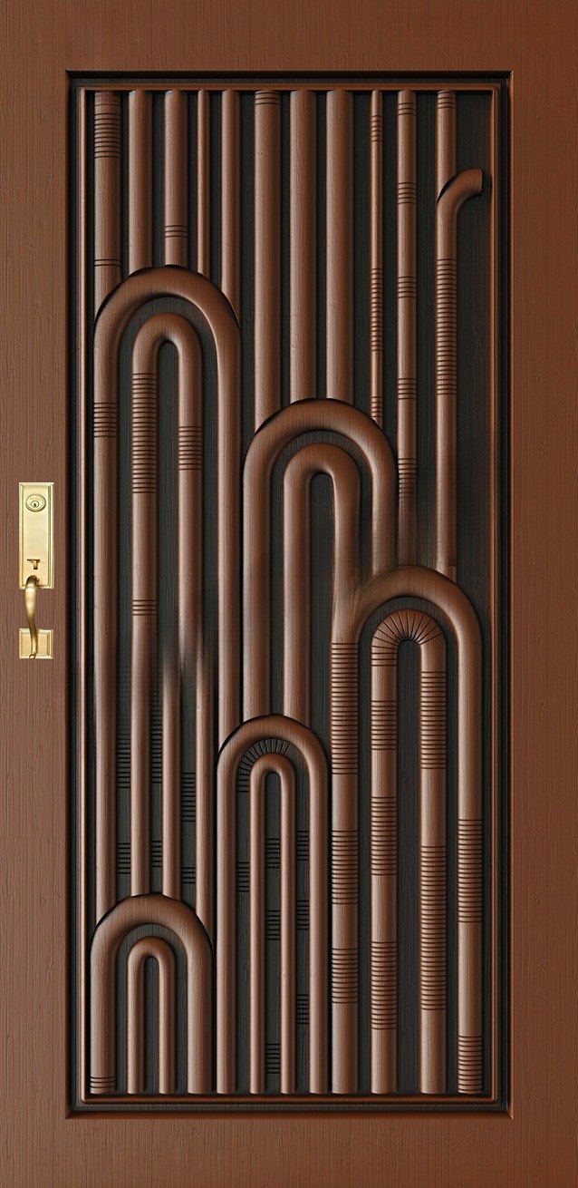 Doors - SKY-65 Modern Abstract Geometric Pipe Design 3D Relief Carving Model